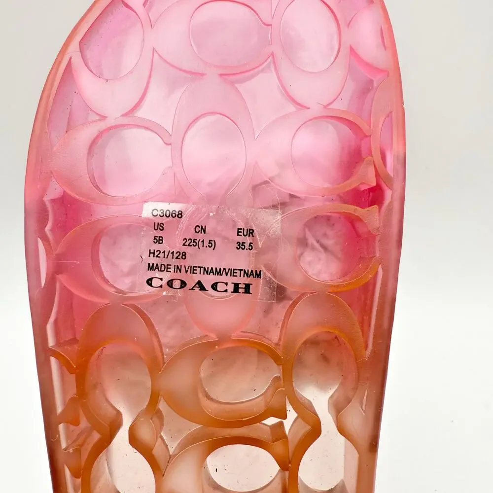 Coach Womens Ulyssa Jelly Slides Sandals Size 5 EU 35.5 Pink EUC